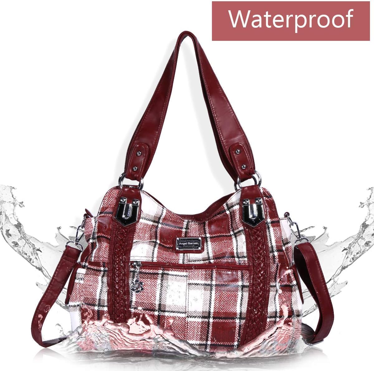 Angel Barcelo Hobo Fashion Handbags Women Spacious Shoulder Bags Washed Leather Shoulder Bag