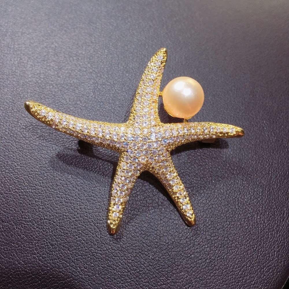 GPPZM Pearl Brooch Ladies Elegant Fine Starstar Brooch Pearl Jewelry Lady Does Not Fade (Color : C, Size : 1 pcs)