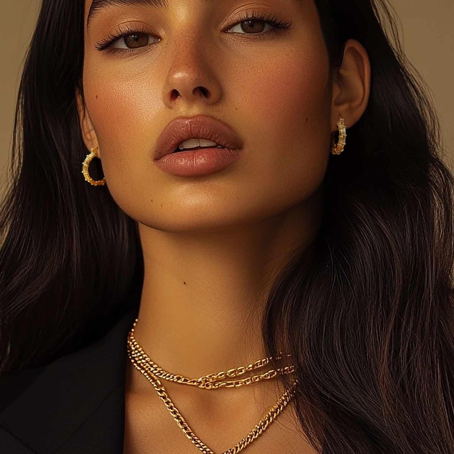 Gold Hoop Earrings 14K Gold Earrings for Women Hypoallergenic Exquisite and Unique Woven-Tyle Design Fashion Hoop Earrings for Women Gifts