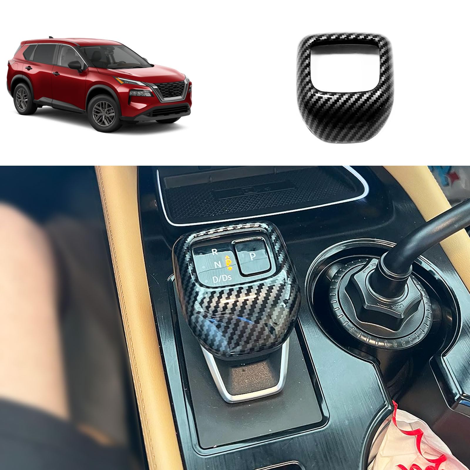 TERDARAY Gear Shift knob Cover Compatible with Nissan Rogue 2022 2023 2024 2025 2026 Shifter Trim Transmission Decoration Interior Car Accessories (