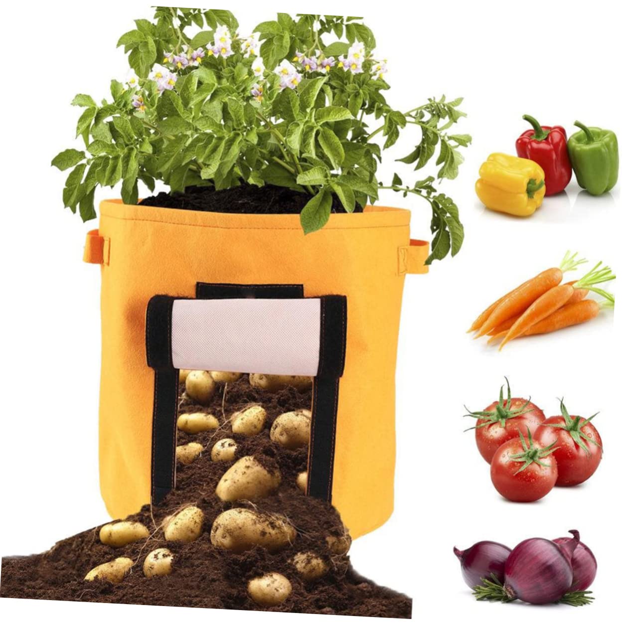 Kartoffel-anzuchtbeutel-Set Atmungsaktiver Stoff Pflanzen-anzuchtbeutel Klappfenster Grün 30 X 35 cm
