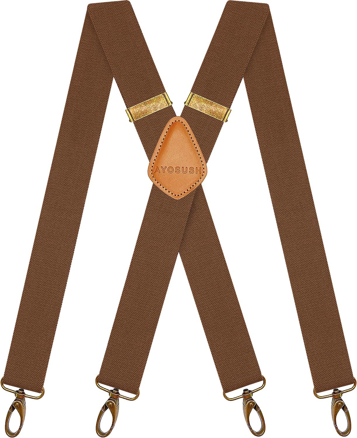 Vintage Suspenders for Men Heavy Duty 4 Snap Hooks for Belt Loops Adjustable X Back
