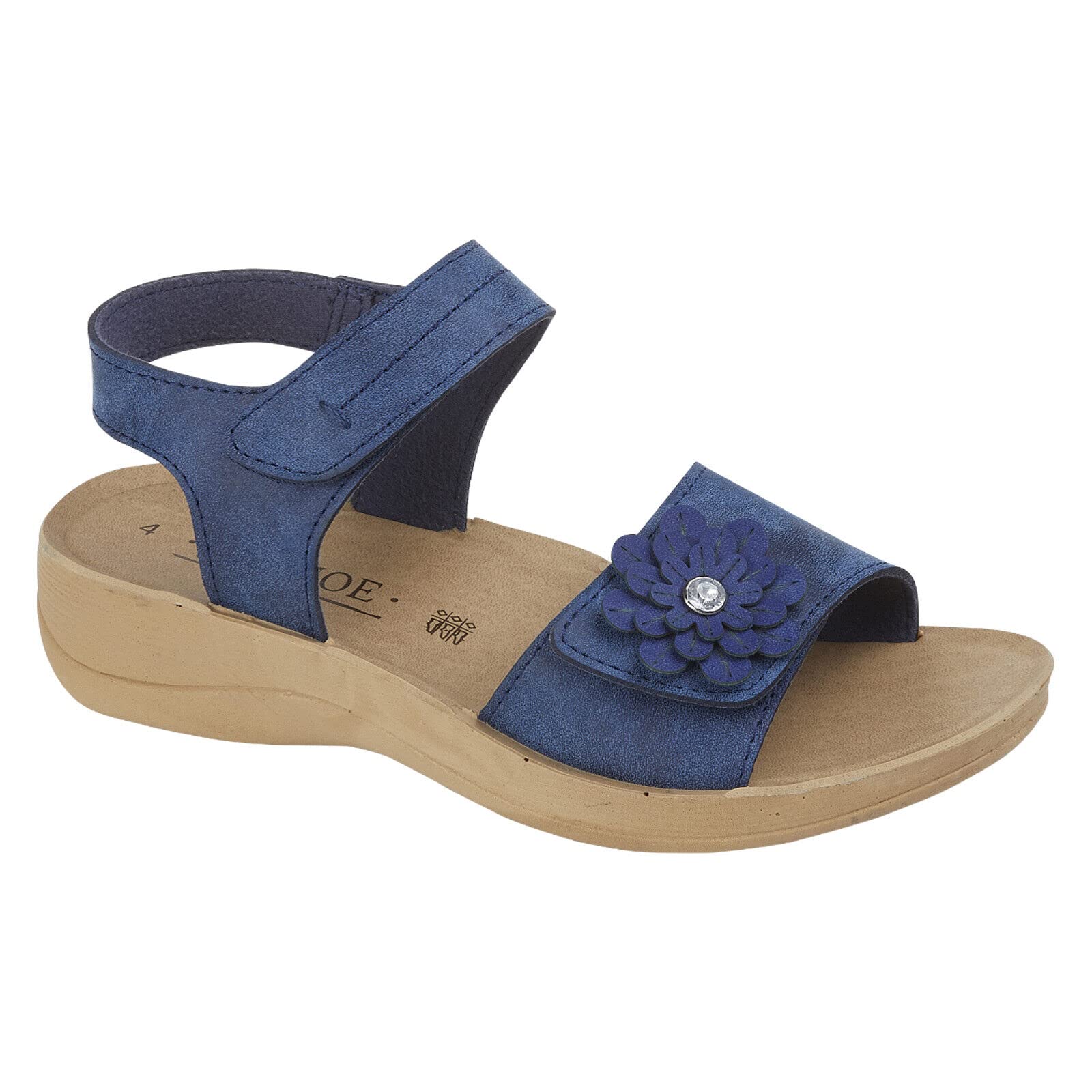 Ladies Womens Gladiator Sandal Strapy Wedge Summer Flower Beach Sandals Low Heel Back Zip Shoes Size 3-8