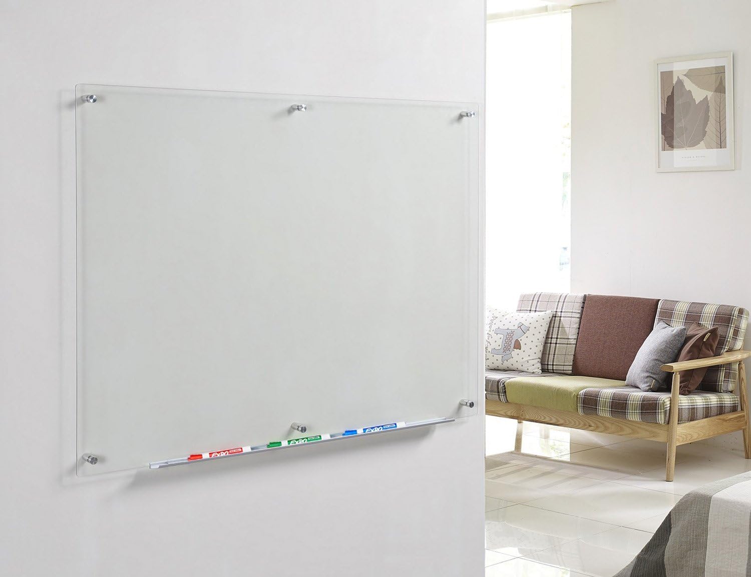 Audio-Visual Direct Clear Glass Dry-Erase Board Set - 4' x 3' - Includes Hardware & Marker Tray (Non-Magnetic)