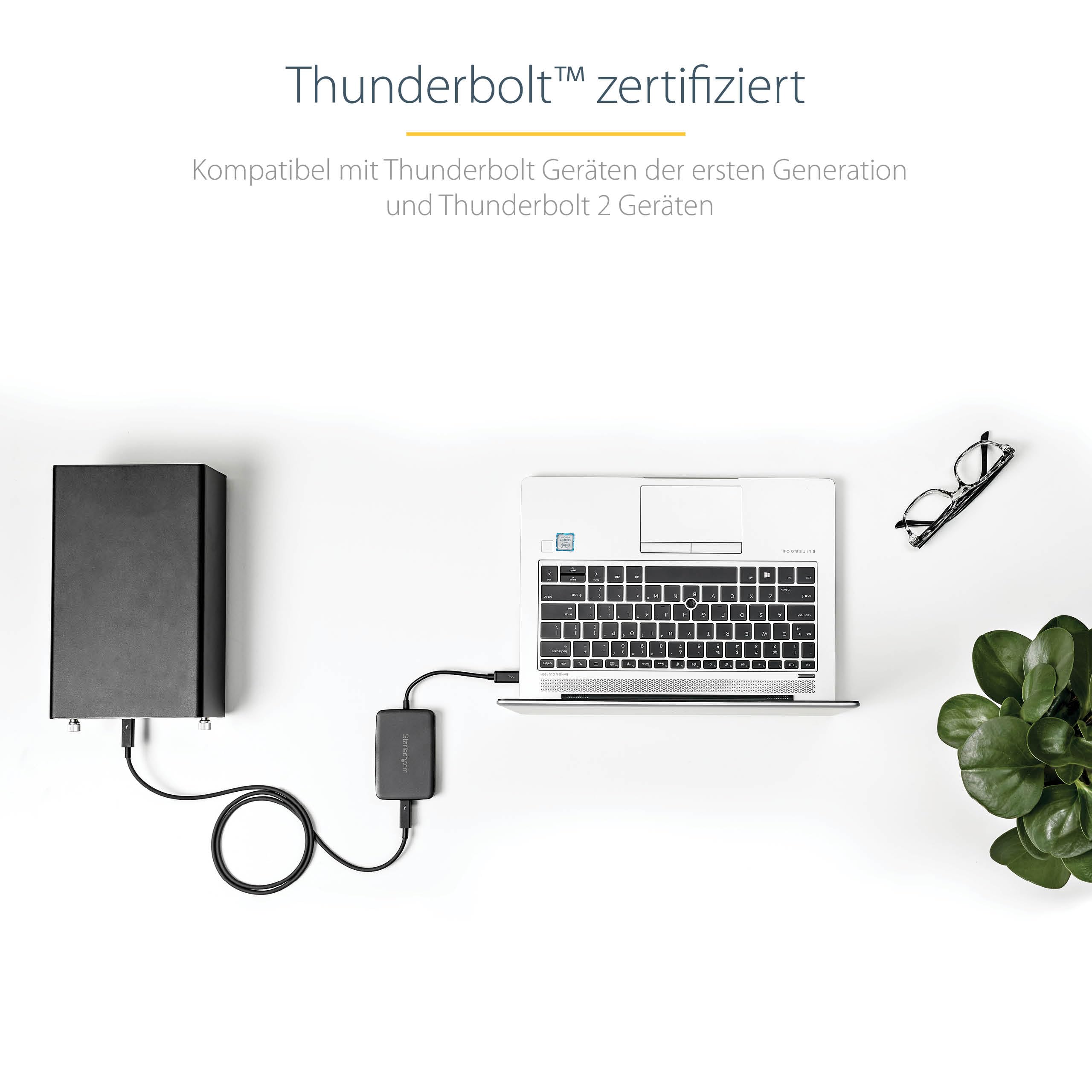 StarTech.com Thunderbolt 3 auf Thunderbolt 2 Adapter (Nicht umkehrbar) - TB3 Laptop auf TB2 (20Gbit/s) oder TB1 (10Gbit/s) Bildschirme/Geräte - Schwarz - Windows/Mac (TBT3TBTADAP)