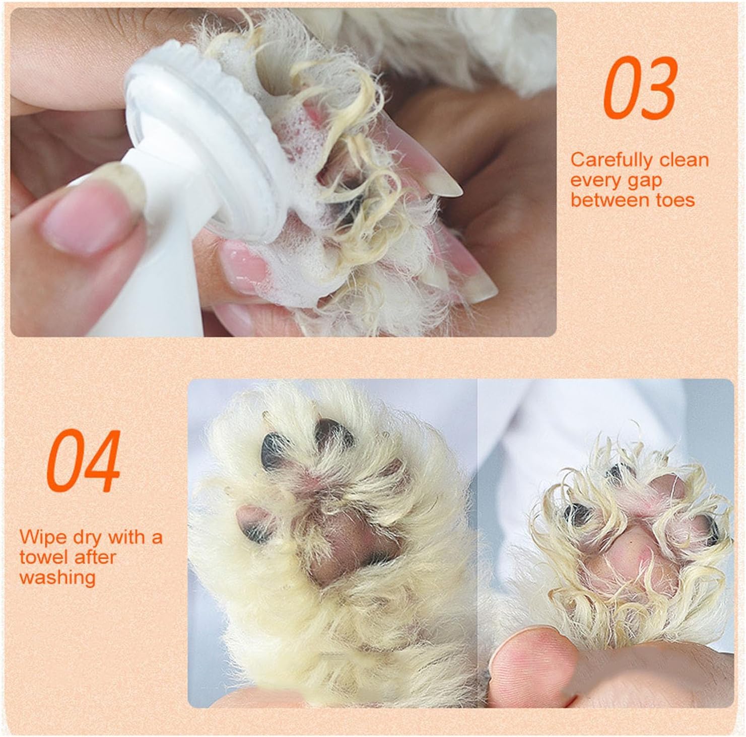Pfotenreiniger, Haustier Fu?reinigungsschaum Wasserloses Haustier Shampoo mit Silikonb¨¹rste f¨¹r Hunde Katzen F¨¹?e Reinigung
