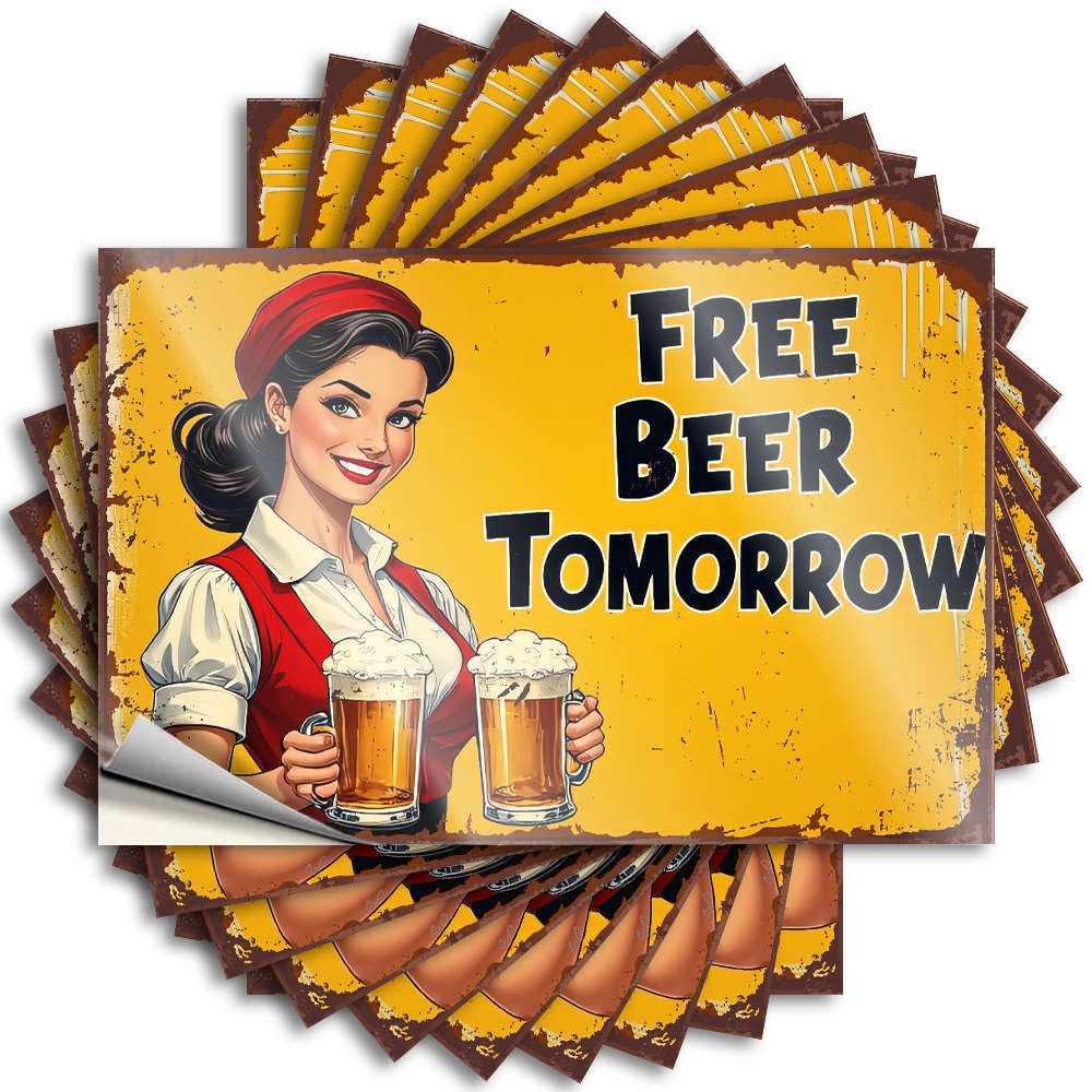 Plush Lettering Sticker Aesthetic Decals, Vintage Cute Pattern Design for Water Notebook | Cover Removable Vinyl Free Beer Tomorrow - Cheers!(8X12CM)