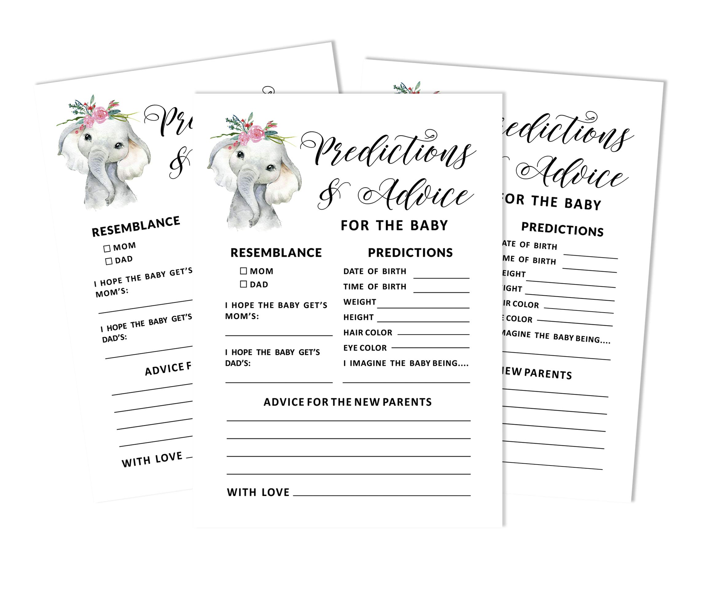 Inkdotpot Baby Shower Prediction Cards - 50 Cards, Baby Elephant Jungle Theme, Fun Game For Baby Shower Party - View #9