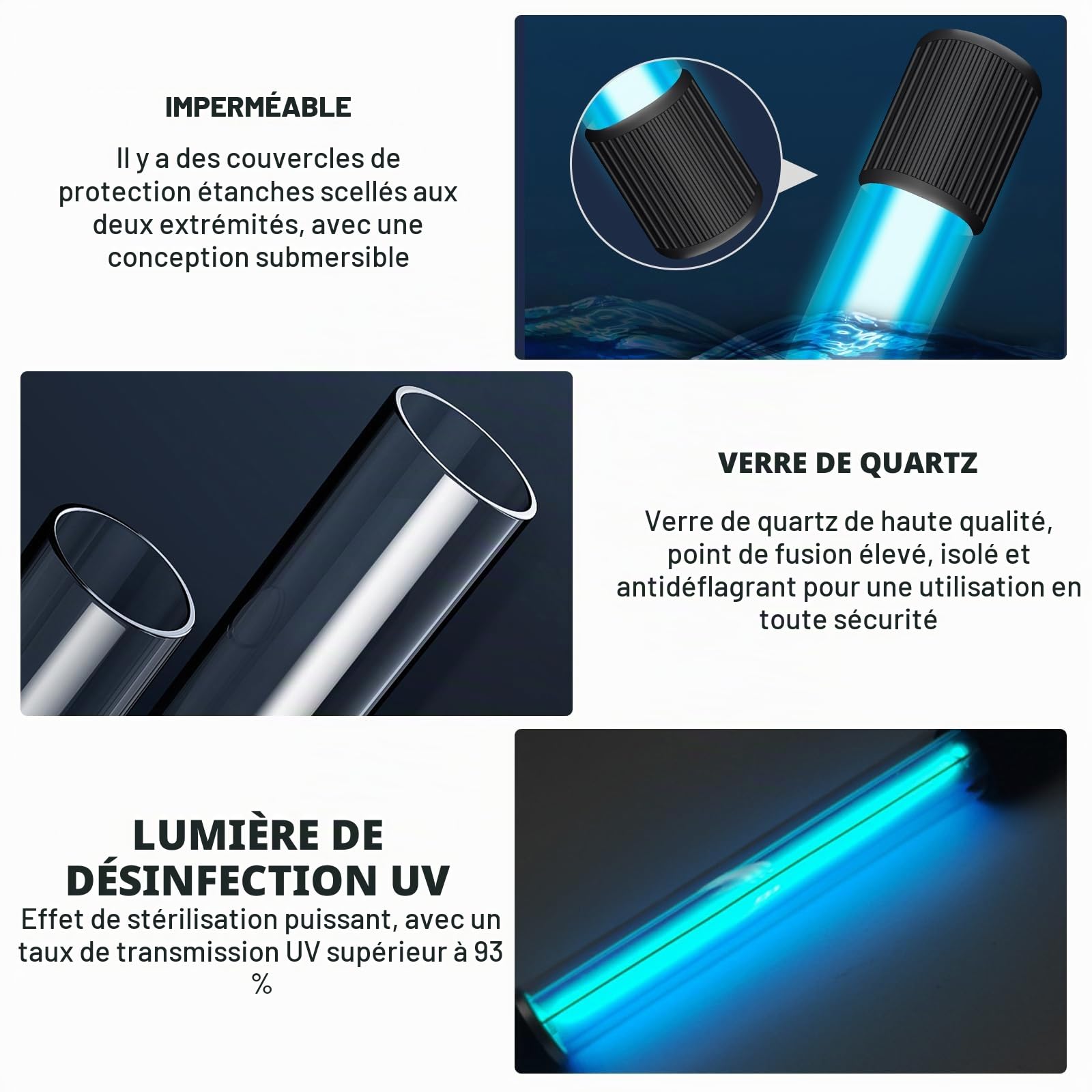 GOMETY Lampe UV Stérilisateur Aquarium 13W Minuterie Étanche