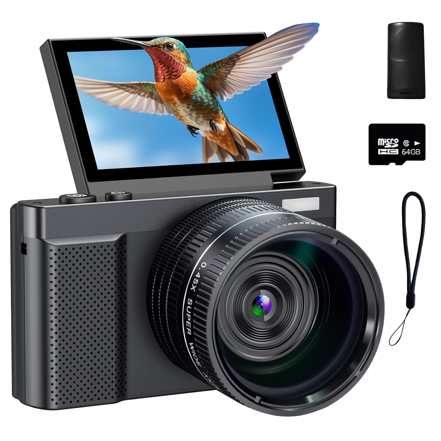 Digital Camera for Photography,4K 64MP Vlogging Camera for YouTube with 3″ 180° Flip Screen,Macro and Wide-Angle Lenses,16X Travel Camera with 64GB Micro SD Card for Beginner, Teens Digital Camera for Photography,4K 64MP Vlogging Camera for YouTube with 3″ 180° Flip Screen,Macro and Wide-Angle Lenses,16X Travel Camera with 64GB Micro SD Card for Beginner, Teens