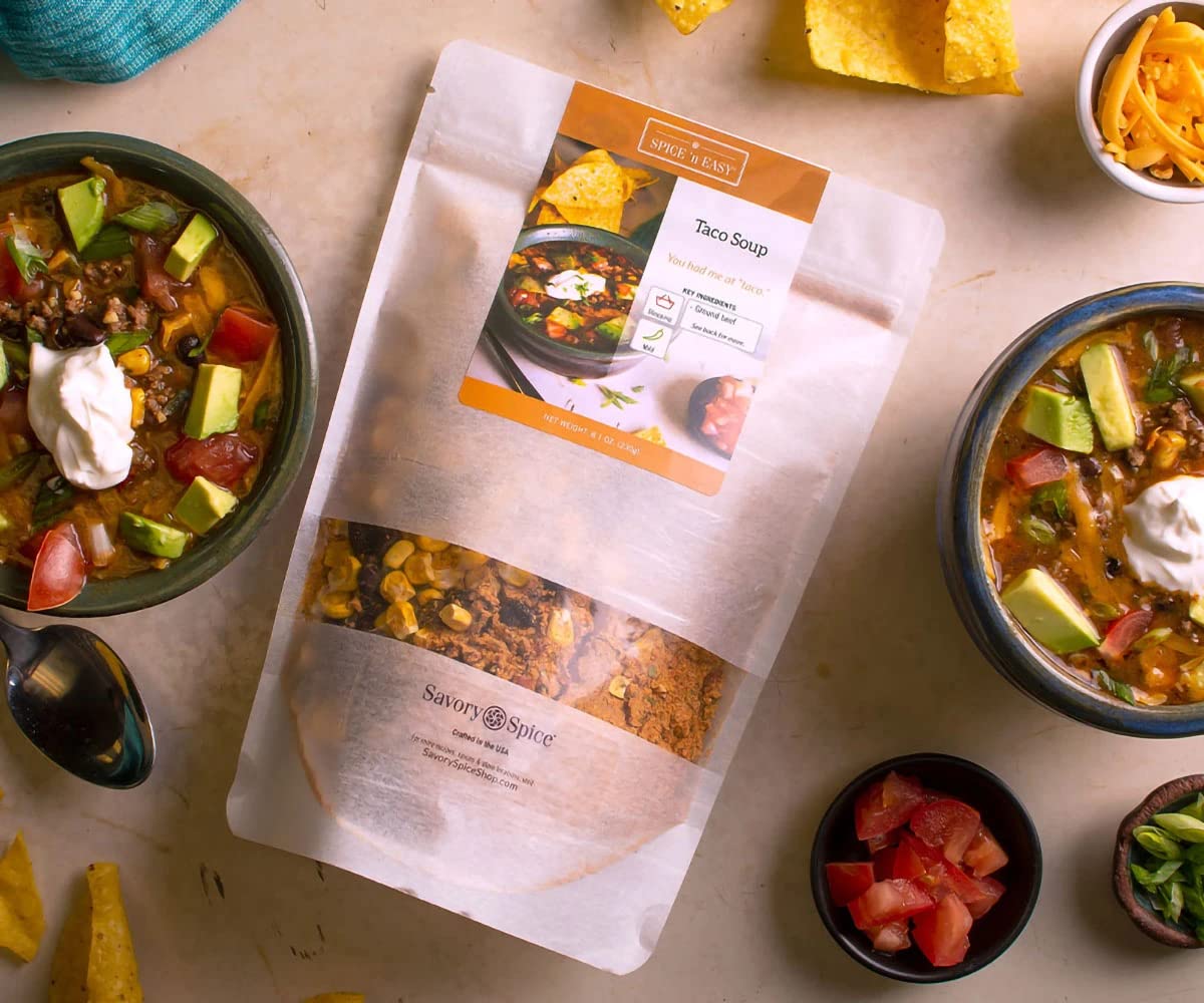 Savory Spice Taco Soup Spice & Easy Meal Starter Spice Mix | Easy Taco Soup Dry Mix, Taco Soup Recipe Kit With Ingredients (Net: 5.35 oz)