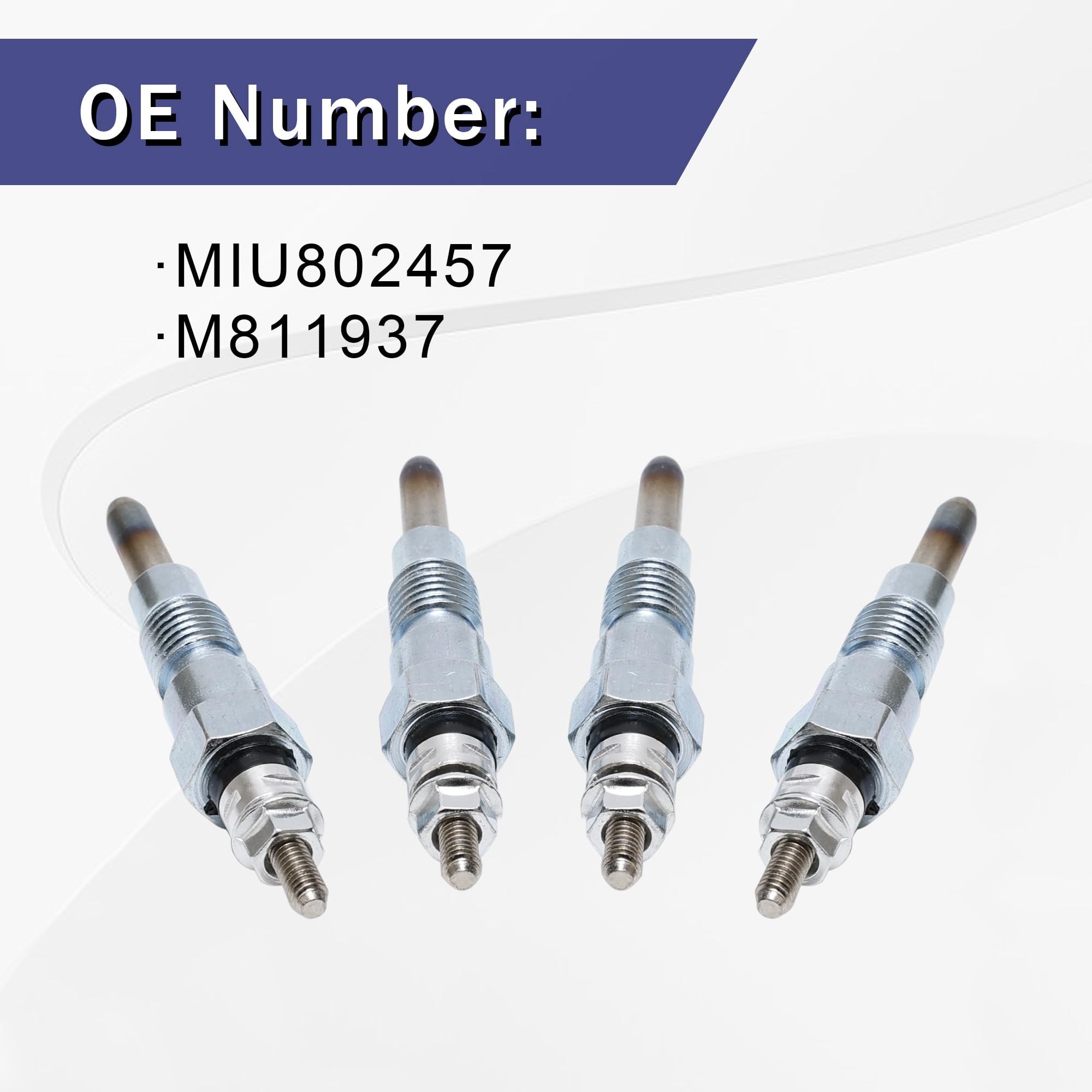 M811937 MIU802457 Lot de 4 bougies de préchauffage pour John Deere X495 X595 X740 X744 X748 X749 X750 X754 X758 1435, 1023E 1025R 1026R 20255 R 2026 R 855D, convient pour moteur Yanmar