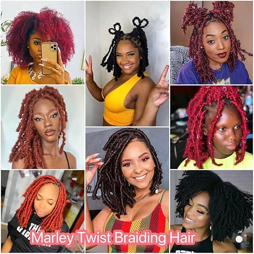 Miniatura 6 de Cabello para trenzas Marley Twist, Cabello Afro Twist Elástico de 12 Pulgadas, Cabello Twist Cubano Rojo, 8 Paquetes de Cabello Spring Twist Kinky