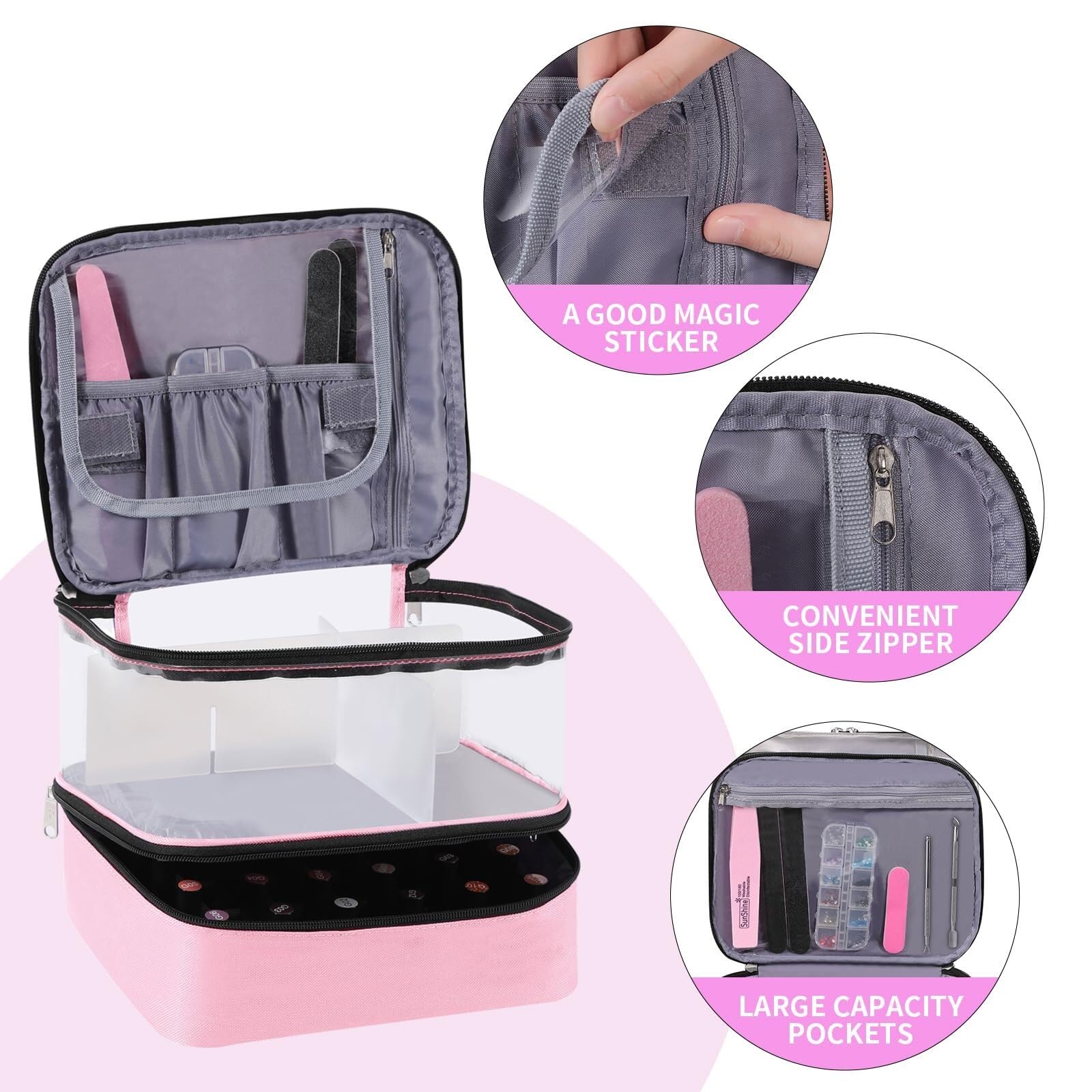 Porta Smalti Valigetta Unghie Scatola Porta Smalto For Unghie, Borsa Da Viaggio For Manicure E Accessori Borsa Viaggio(Purple)