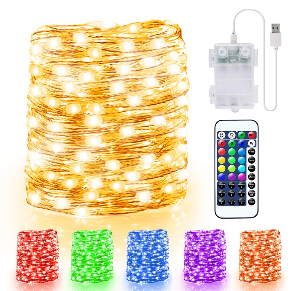 Amazon.co.jp: 色が変わるフェアリーライト 電池式 33フィート LED 100