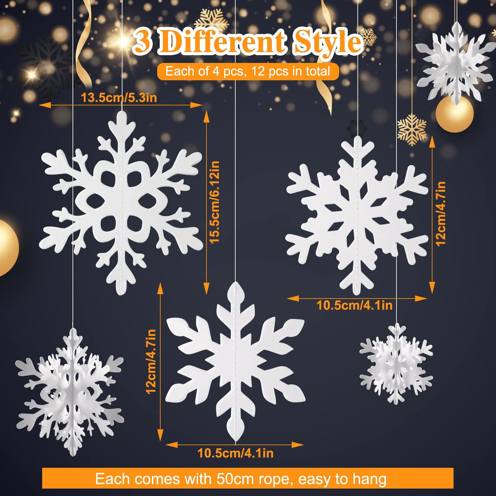 Unieke papieren 3D sneeuwvlok slinger 3 meter - Kerst Must Have