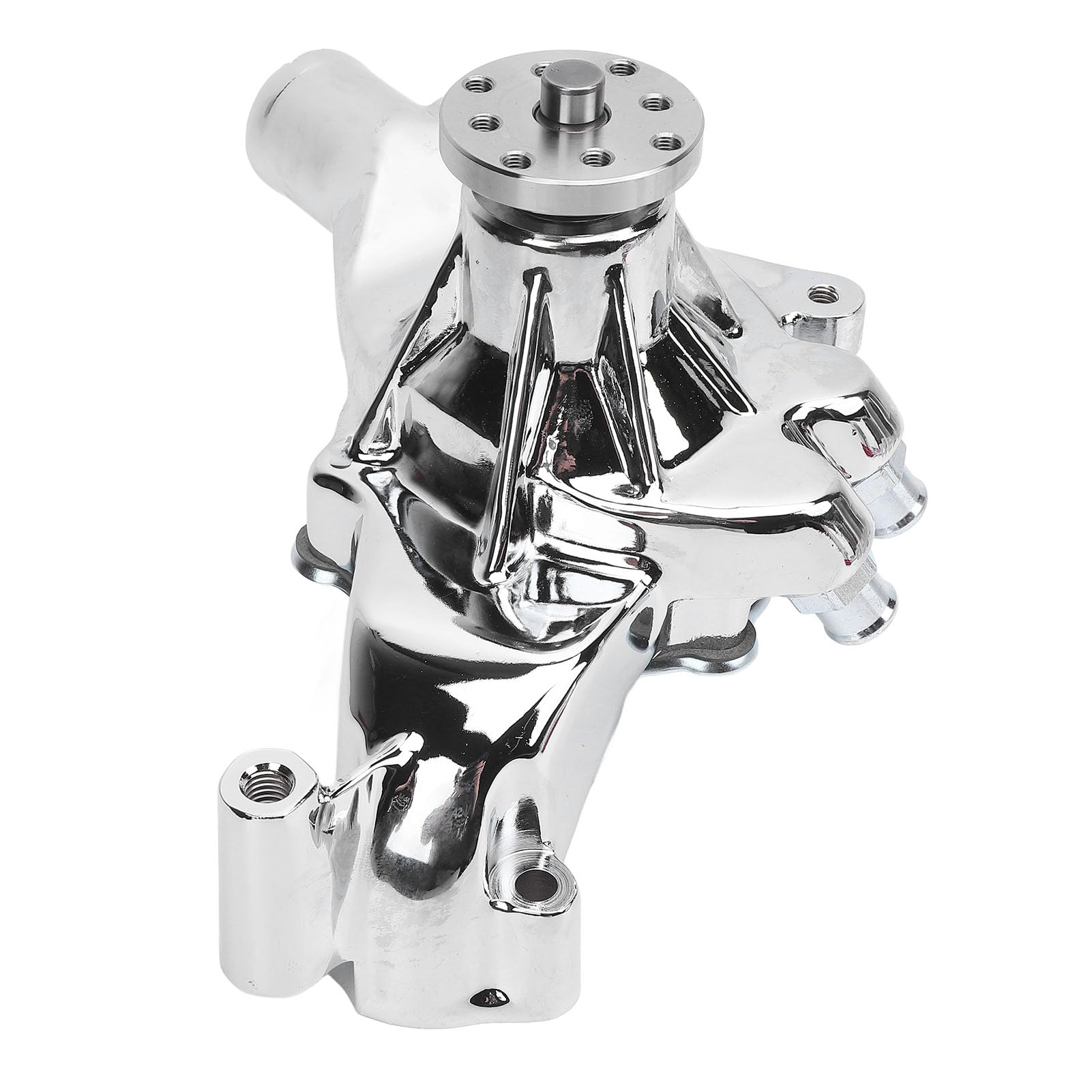 KUIDAMOS Polerowana Długa Pompa Wodna o Wysokim Przepływie do 396 402 427 454 502 V8, Chromowany Stop Aluminium, Napędzana Paskiem, Nadająca się do Wymiany, 2 Sztuki Uszczelek