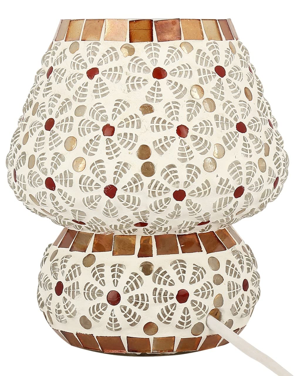 JINPINGHP Complete Lighting Solution Glass Mosaic Table Lamp, Design White Beads, White, Size Small 15X16 cm, Decorative for Home, Hotels, Room - Pack of 1 Design 22