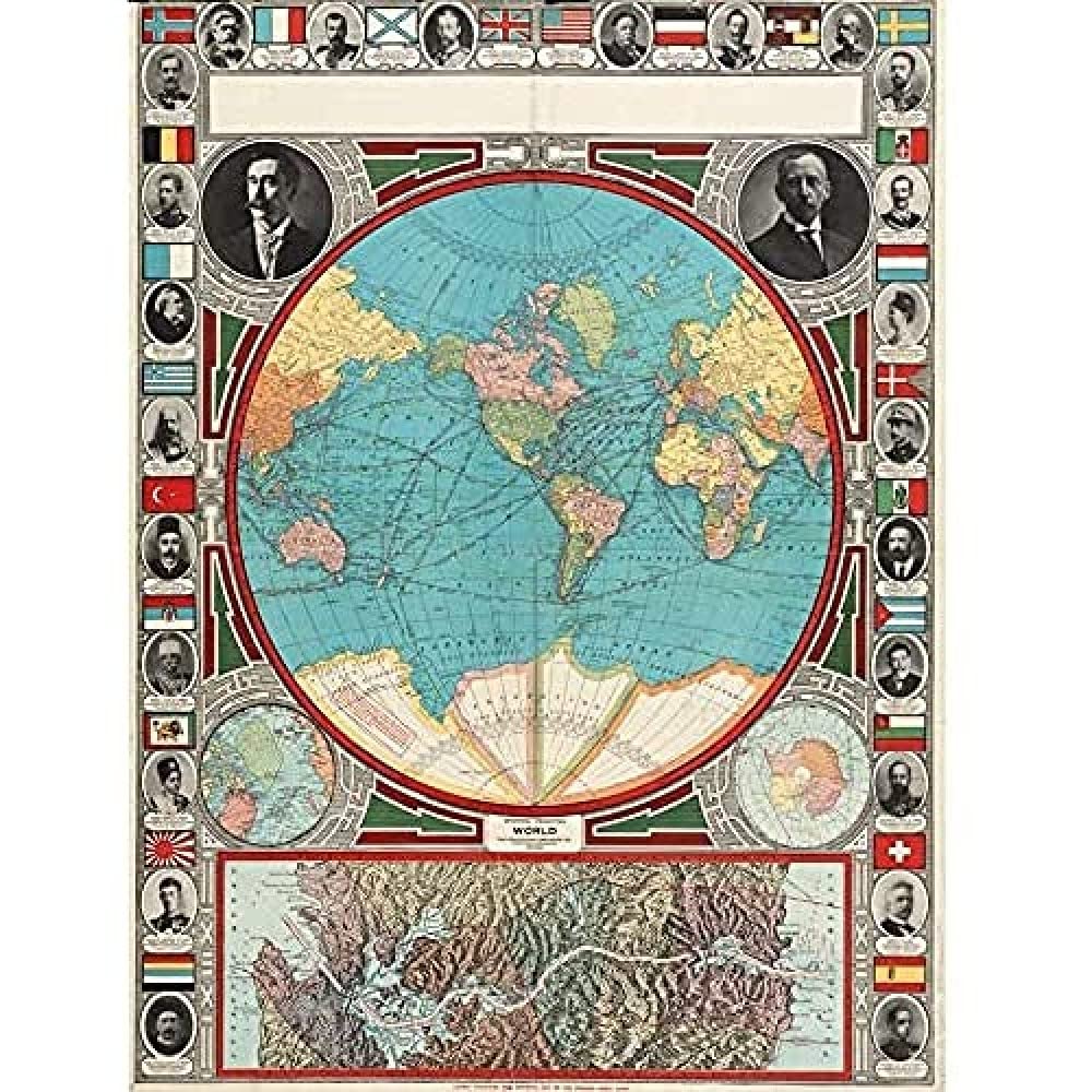 GPC 1913 World Map Colonial Power Panama Canal Art Print Canvas Premium Wall Decor Poster Mural