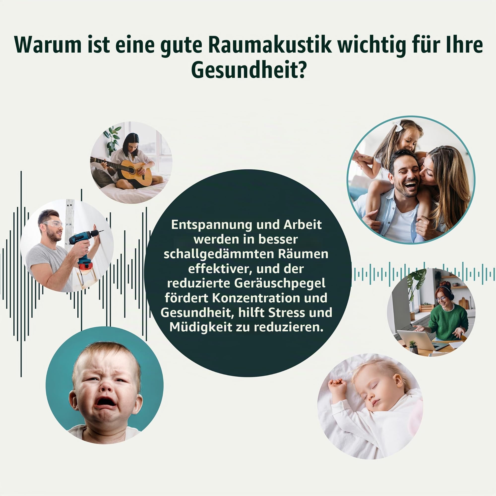 murando - Leinwandbild Set Akustik-Wandbilder 3er, 180x90 cm, 3-teilig | Hochwertige Leinwand, sofort aufhängbar, ideal fürs Wohn- oder Schlafzimmer, wasserfest und lichtecht, langlebig, stilvoll