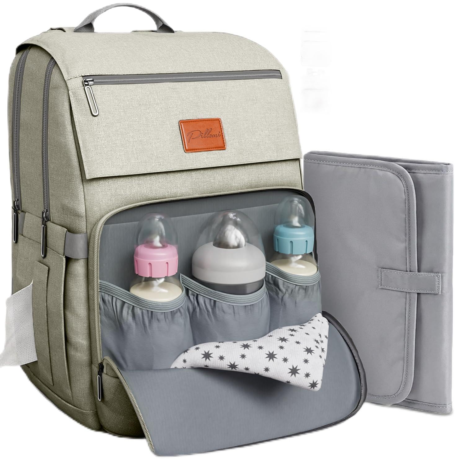 PILLANI Baby Diaper Bag Backpack - Large Bag for Boys & Girls - Diaper Backpack - Travel Diaper Bags w/Changing Pad, Baby Registry Search & Shower Gifts - Essentials Must Haves Newborn Stuff for Mom
