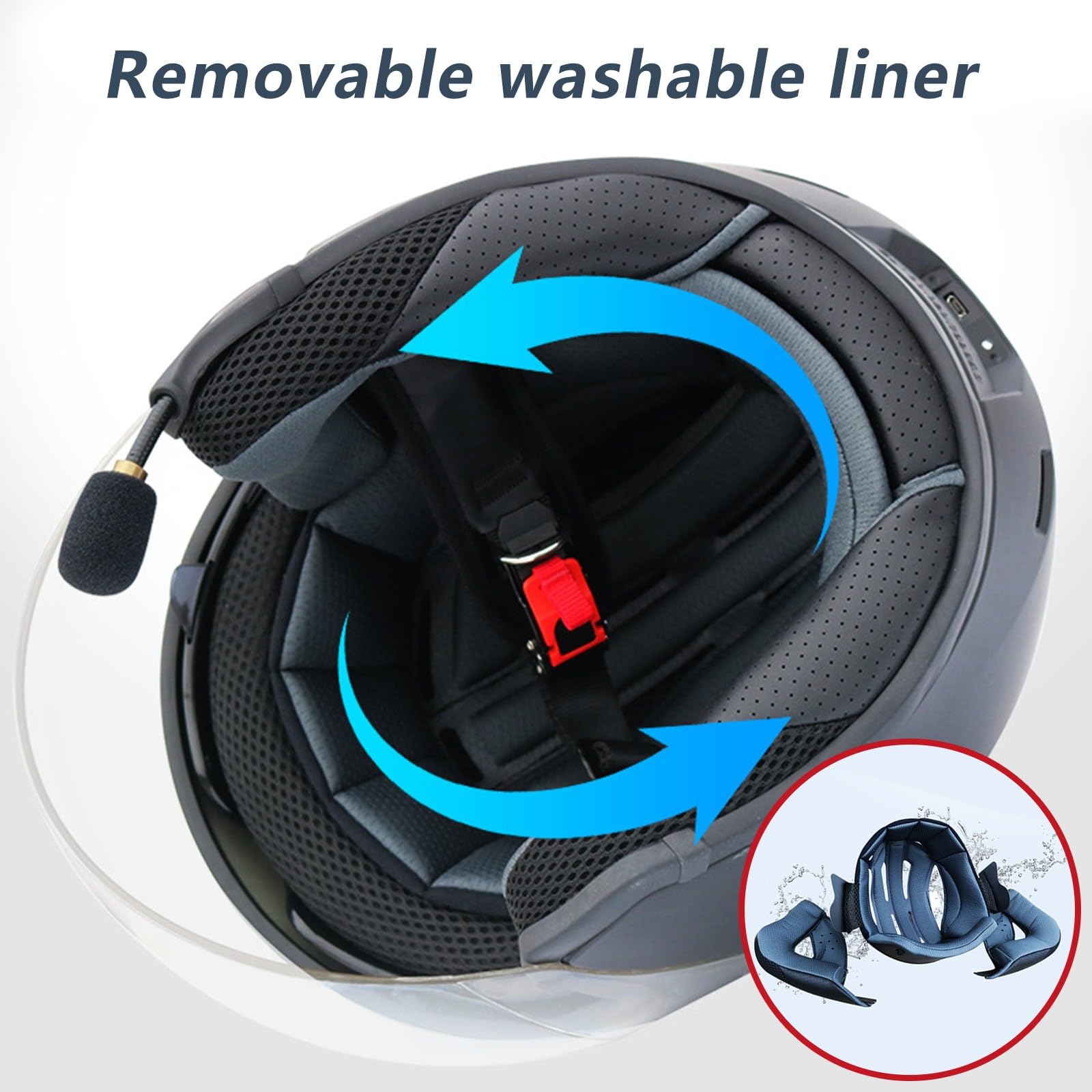 Casco jet con Bluetooth per moto, certificazione ECE, casco con Bluetooth integrato, casco da scooter, casco jet per adulti, uomini e donne, con doppia visiera B, L (59-60cm)