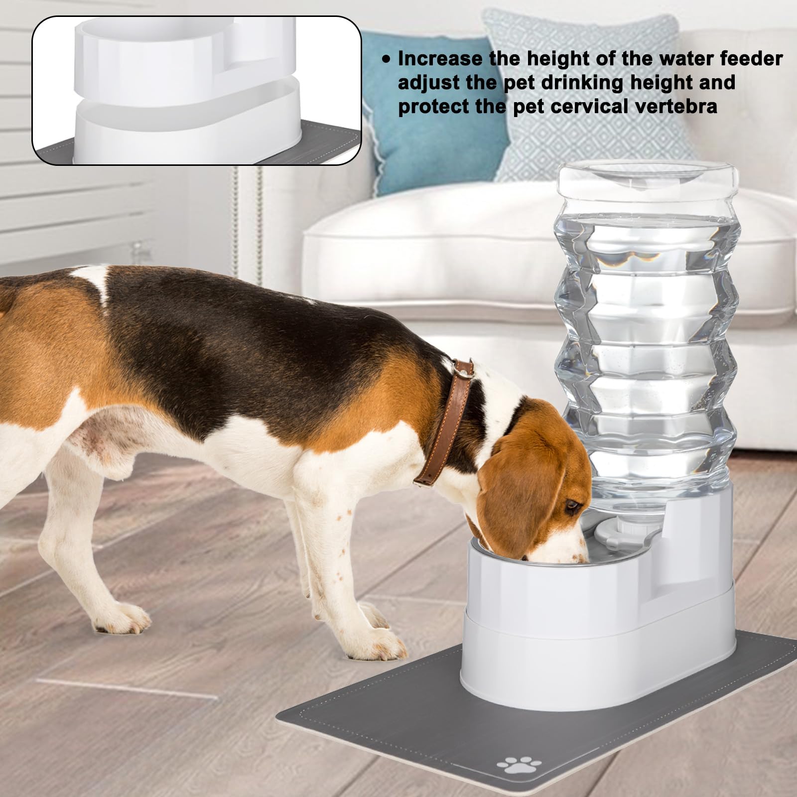 Sfozstra Distributeur d'eau Automatique à gravité pour Chiens : Station d'alimentation surélevée en Acier Inoxydable 9L Blanche – pour des articulations – Contre Les calculs urinaires