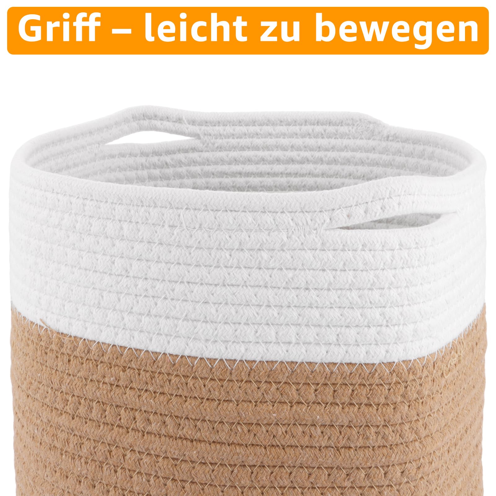 Lot de 2 Pots de Fleurs tressés, Panier pour Plantes d'intérieur, Cache Pot Plante Interieur, Panier de Rangement tissé en Coton à Linge pour Linge, Jouets (25 cm x 25 cm)