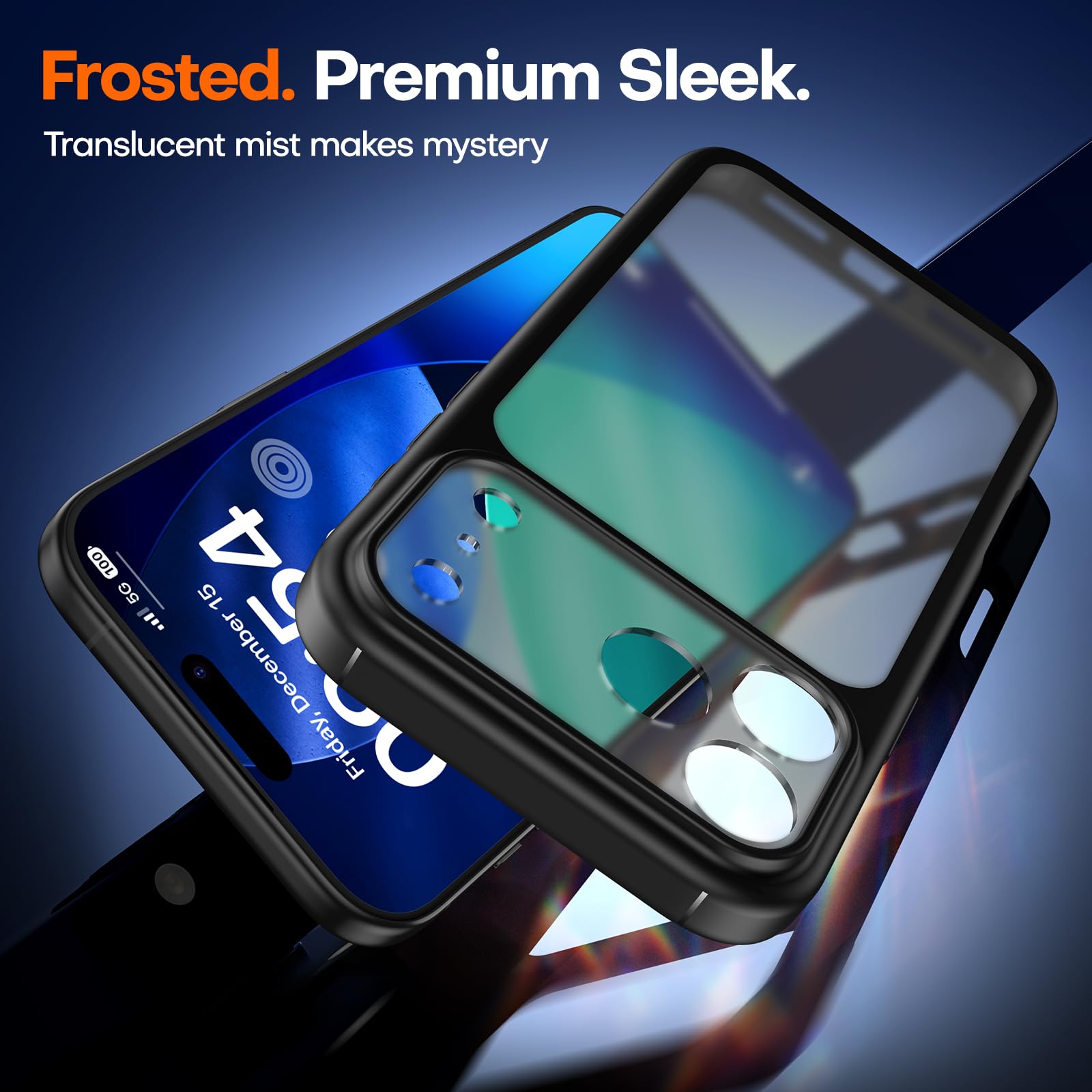 TAURI Cover per iPhone 17 Pro Max con Pellicola in Vetro Temperato,Protezione Completa della Fotocamera,Custodia Traslucida Opaca - Nero Opaco