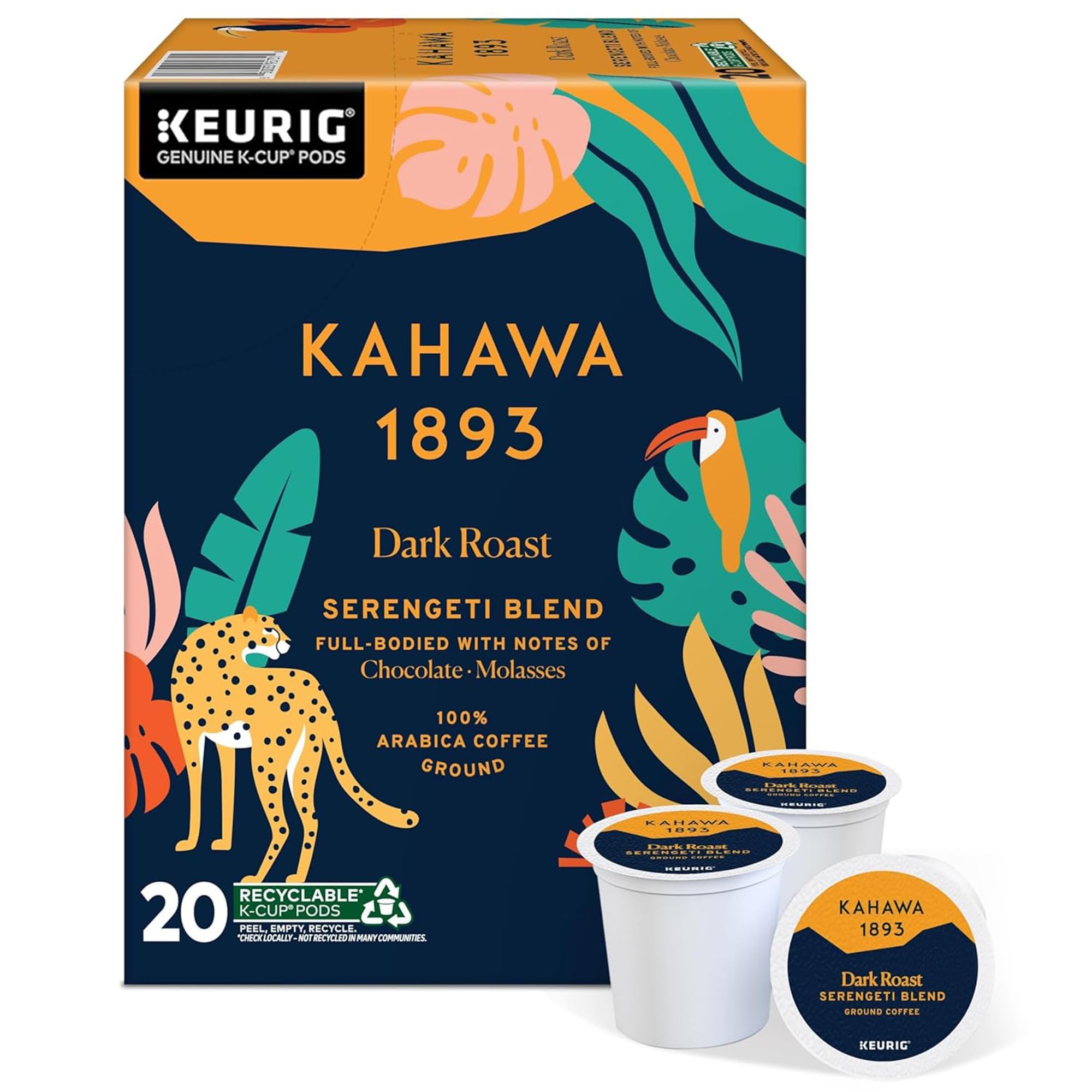 Amazon.com : Kahawa 1893 Dark Roast Coffee K-Cup Pods Serengeti
