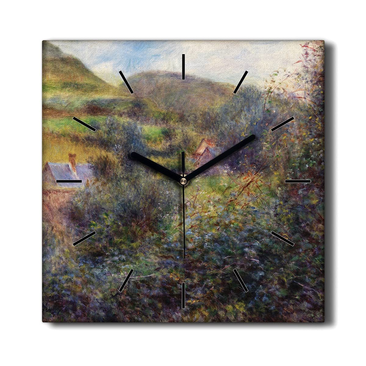 Horloge sur Toile 30x30cm Coloray - Pendule Murale Silencieuse pour Salon Maisons de Village