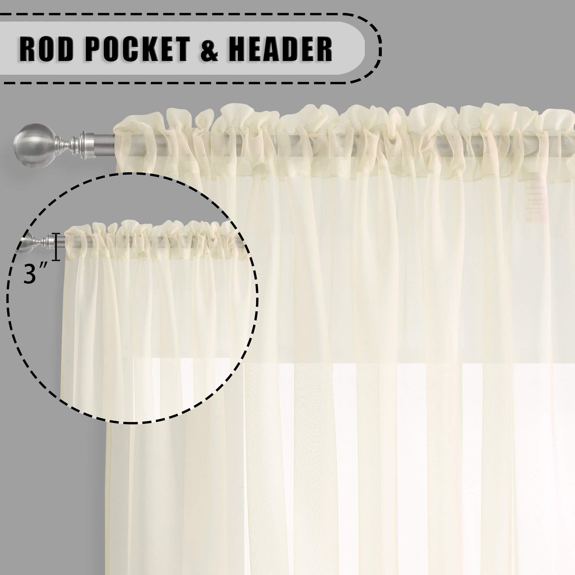 KEQIAOSUOCAI Tende velate beige lunghe 213 cm, con tasca per asta, tende in voile trasparente per camera da letto, cameretta dei bambini, soggiorno, camera dei bambini, confezione da 2, 132 x 213 cm