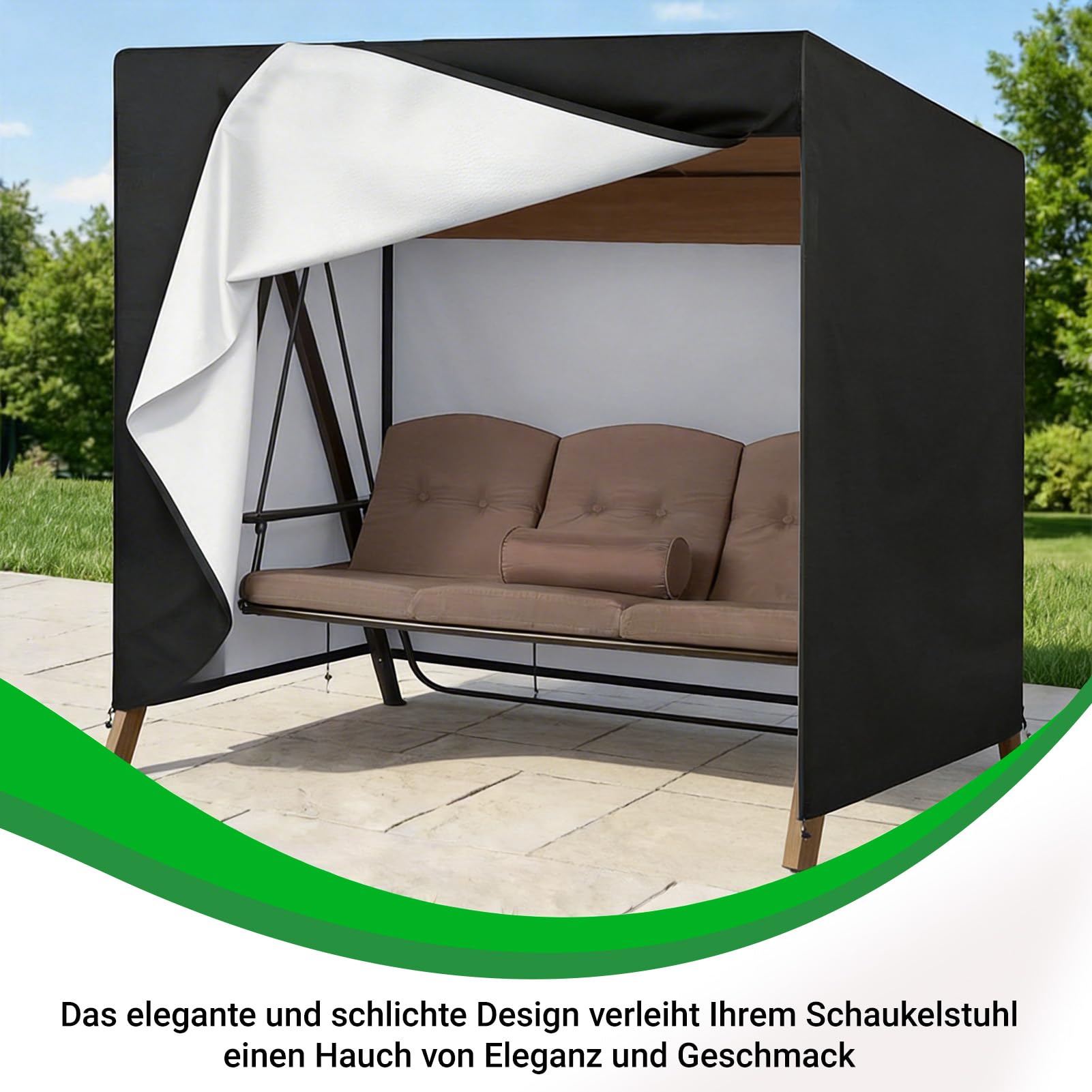 Hollywoodschaukel Abdeckung Strandkorb Schutzhülle (220*125*170cm) | Winterfest Gartenmöbelschutz UV Schutz Universal Triangular Schutzhülle Wasserfest Abdeckung