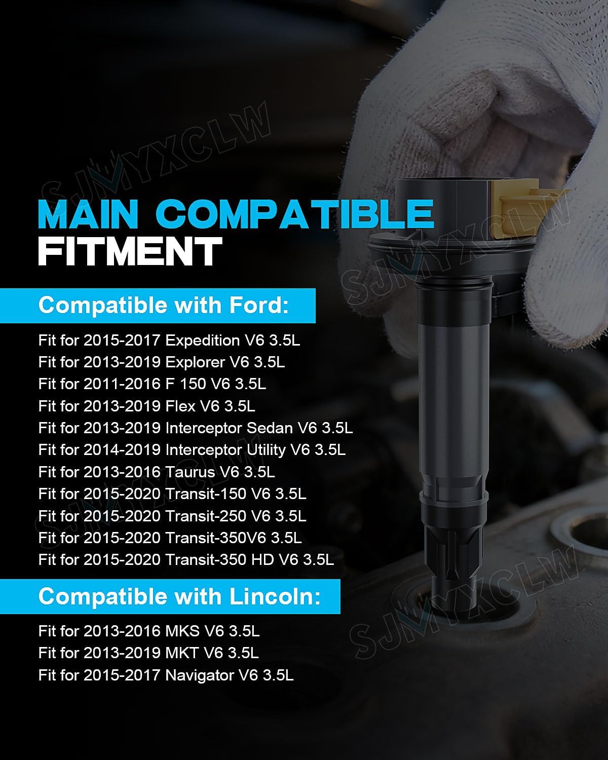 UF646 Ignition Coils Pack Compatible for Lincoln MKS MKT Navigator V6 3.5L,fit for Ford F150 Explorer Expedition Taurus Flex,Replace# BL3Z-12029-C DG549,6 Packs