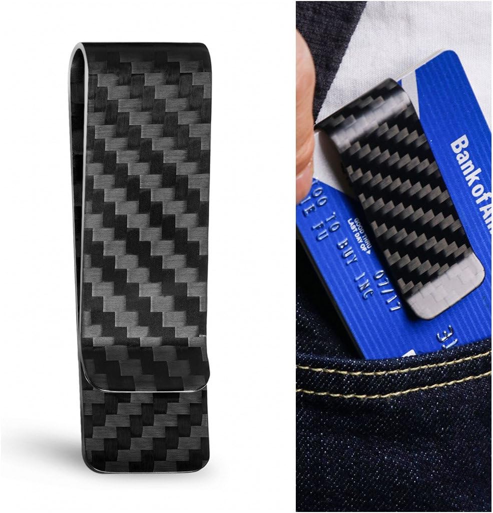 NUBARKO Carbon Fiber Money Clip Slim Business Credit Card Holder Minimalist Wallet for Men
