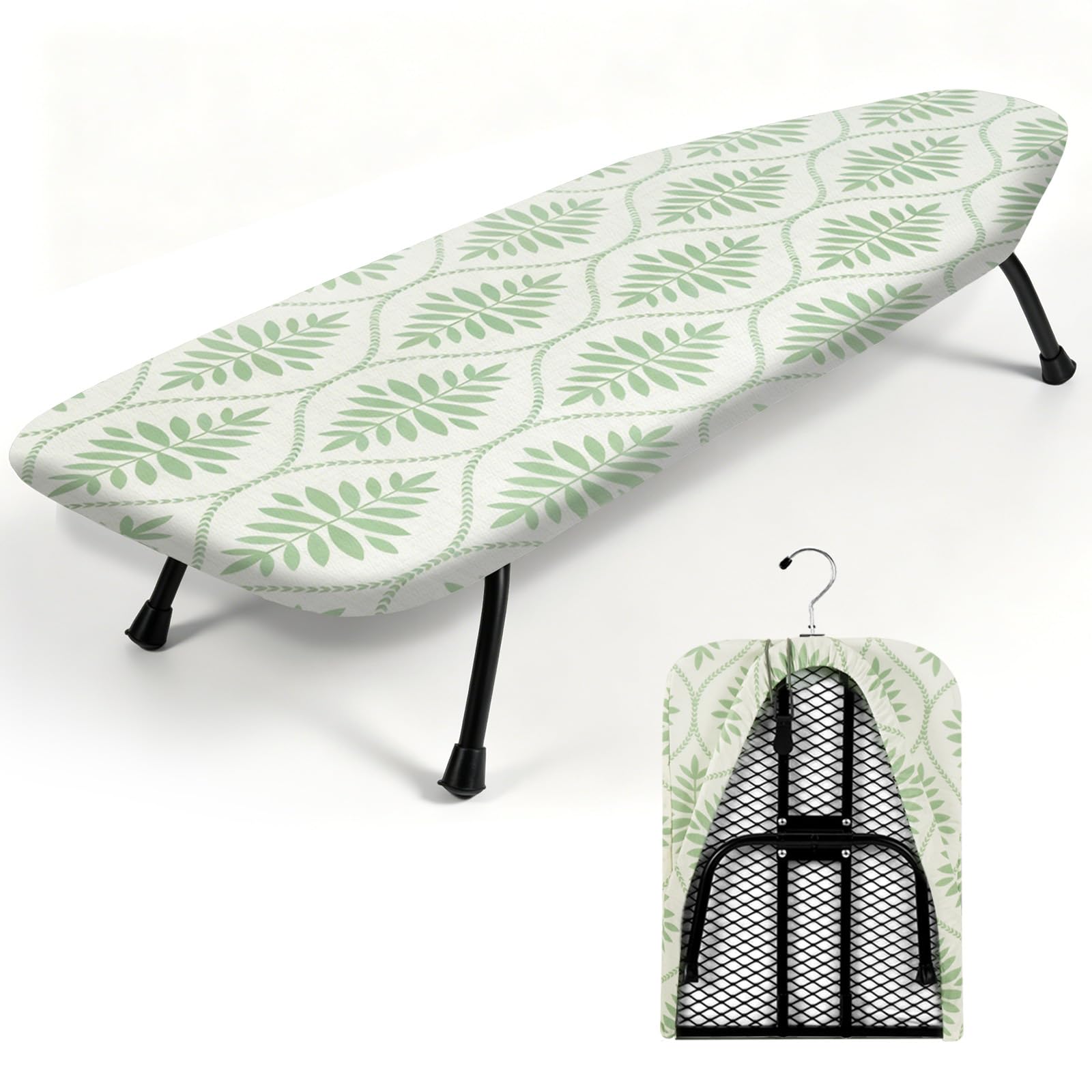 SheeChung Small Ironing Board 12"x32",Mini Ironing Board with Metal Mesh