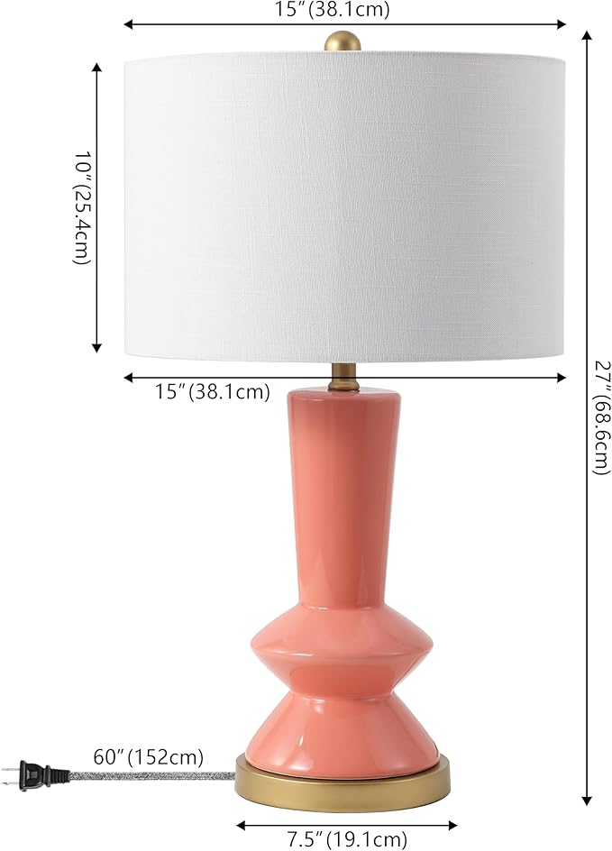 JONATHAN Y JONATHAN Y JYL6607B Ziggy 27" Ceramic/Iron Contemporary Glam LED Table Lamp Bedside Desk Nightstand Lamp for Bedroom Living Room Office College Bookcase LED Bulb Included, Coral/Brass Gold photo 3