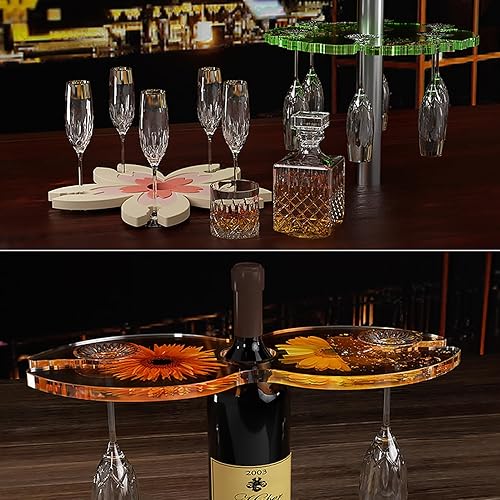 Miniatura 3 de Juego de 3 moldes de resina de silicona con forma de flor, soporte para copas de vino, portavasos, moldes de fundición de resina epoxi, bastidores