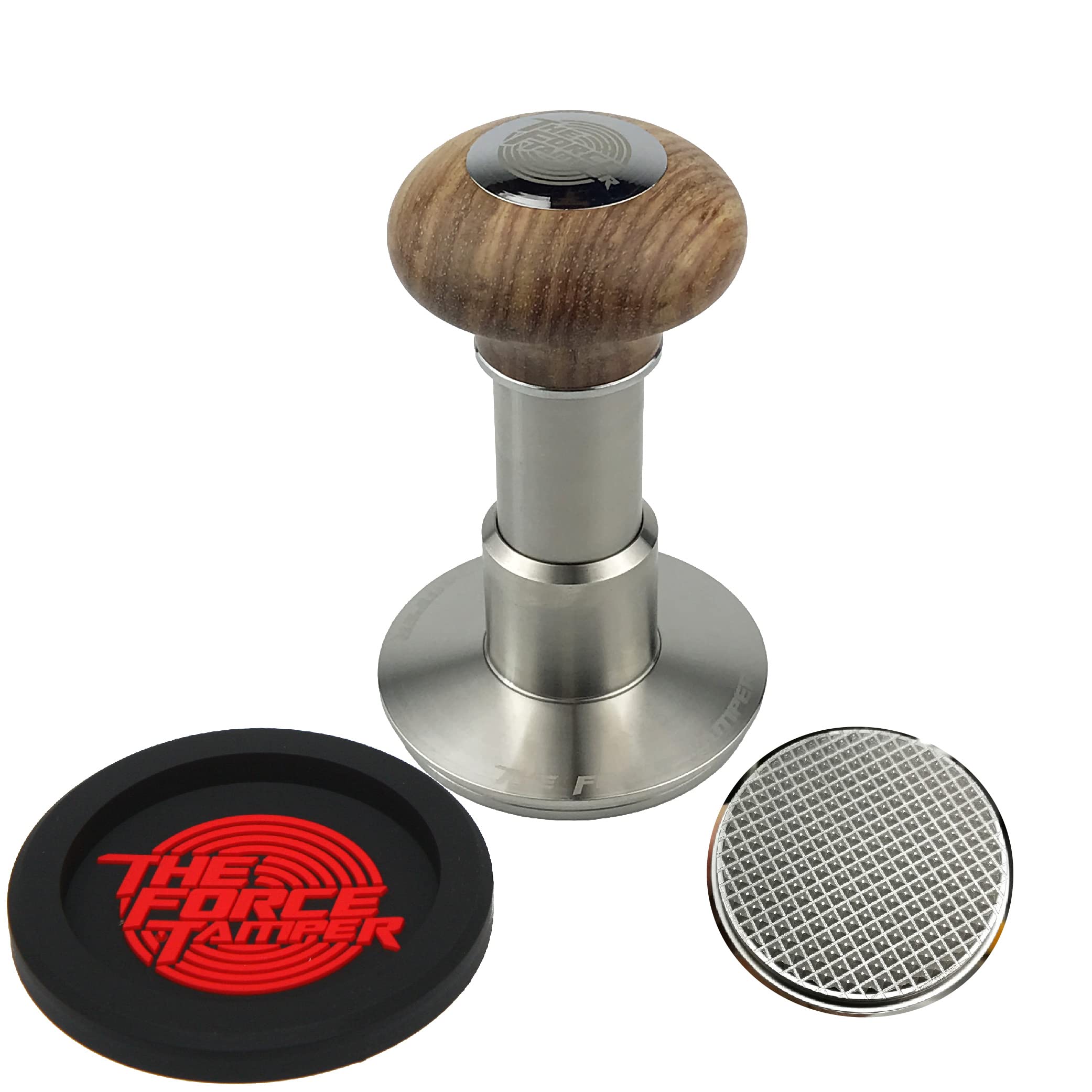 The Force TamperAutomatic Impact Coffee Tamper Adjustable Const Pressure and Autoleveling Waffle Set (58.35, Jelly)