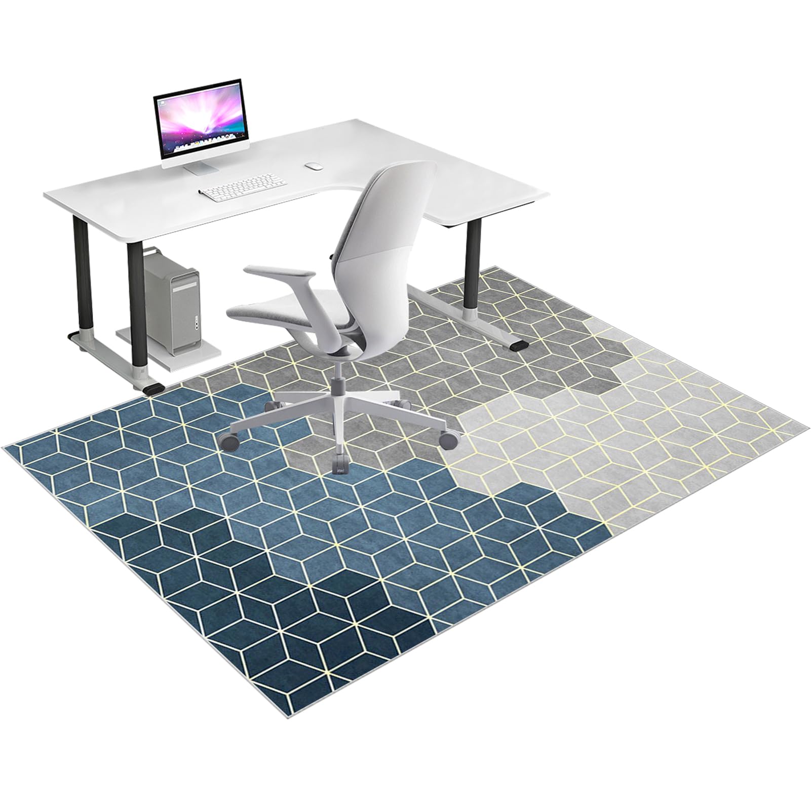 Hard Floor Protection Mat, Office Chair Mat for Hardwood/Tile Floor, Computer Gaming Chair Mat, Under Desk Office Gaming Rug, Carpet Protector Chair Mat Easy-Clean Floor Protector Mat 120 x 140 cm