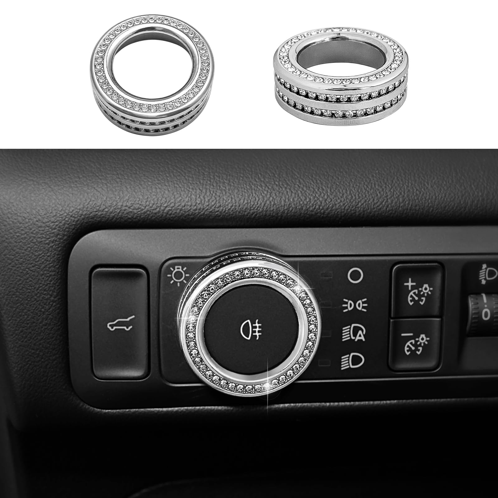 Bling Car Accessory for Ford Explorer,Crystal Car Side Light Switch Knob Cover for Ford Explorer 2020 2021 2022 2023 2024 2025.