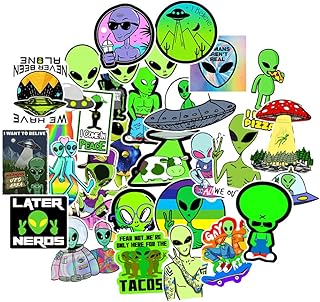 STOBOK 150Pcs Alien Cartoon Stickers Pack - Waterproof Vinyl Decals for Laptop, Notebook, Water Bottle, Skateboard, Guitar, Travel Case - Assorted Colors