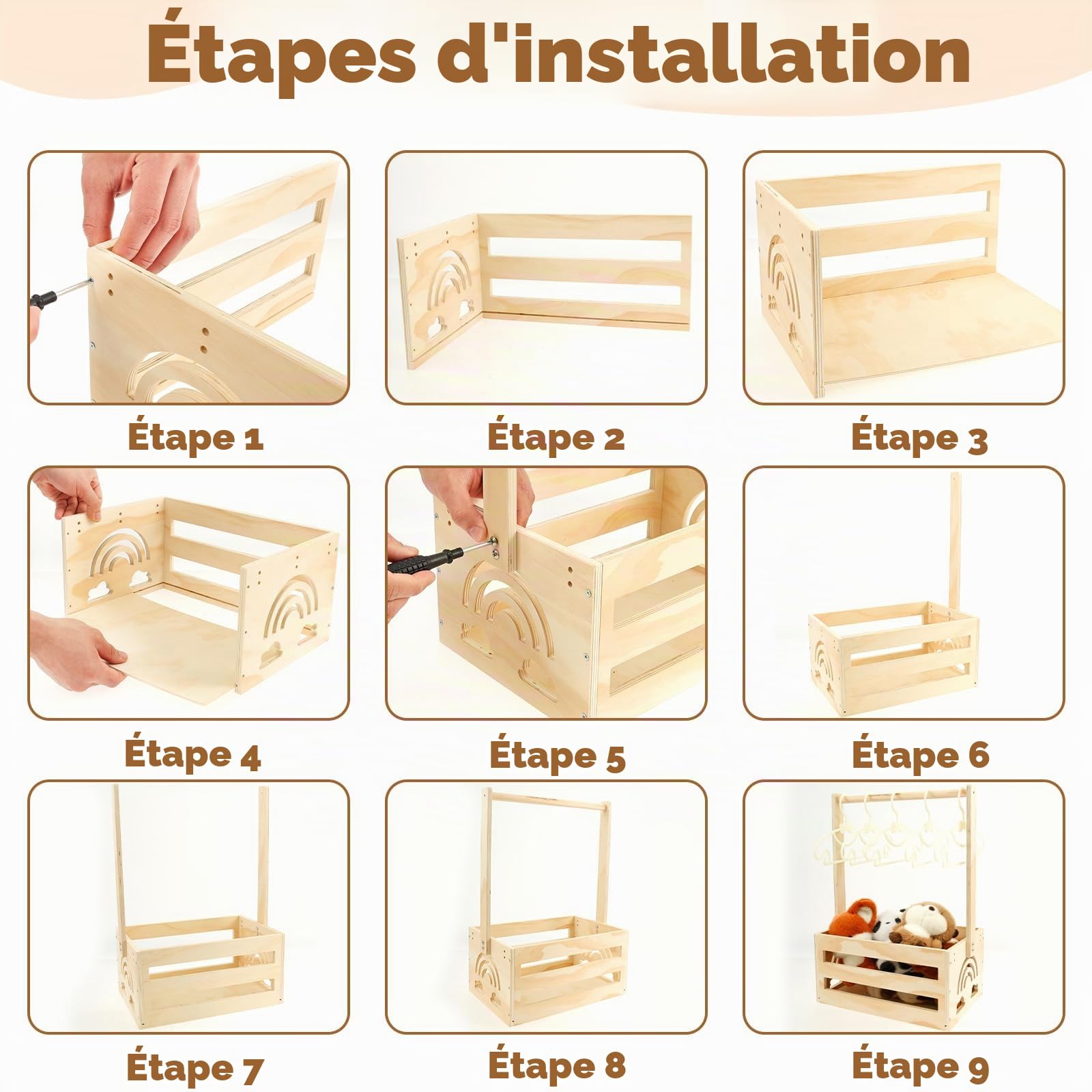 Panier pour bébé fête prénatal avec poignée, armoire en bois, barre, cadeau