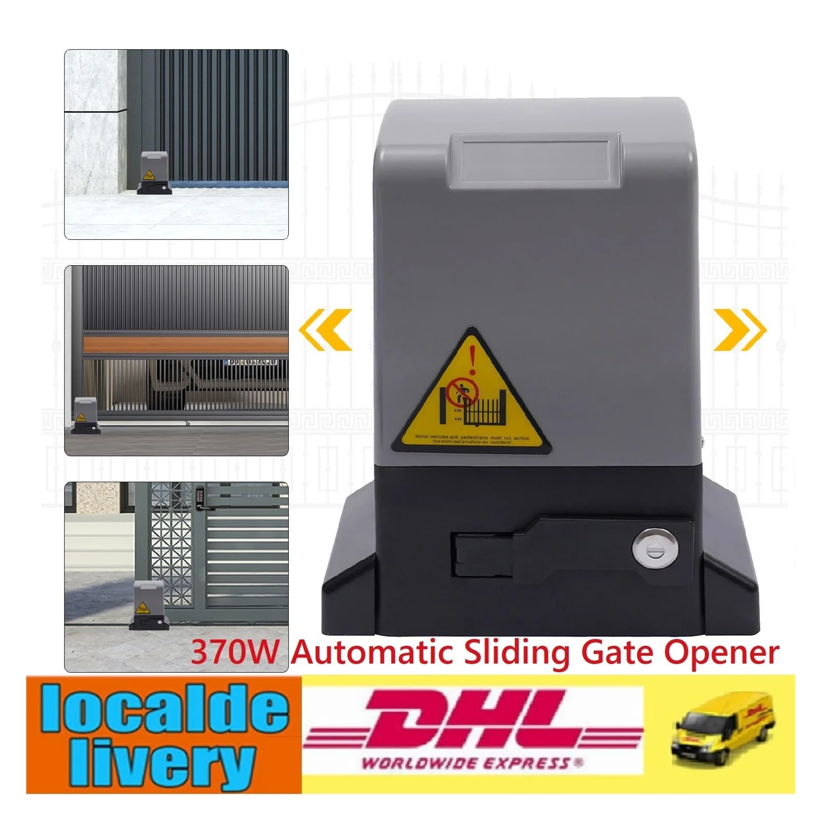 Abridor de puerta corredera eléctrico de 370W/550W/750W, Kit de Control de seguridad for entrada con Motor automático con Sensor infrarrojo + 2 mandos a distancia Durabilidad, Eficiencia(1200KG 550W)