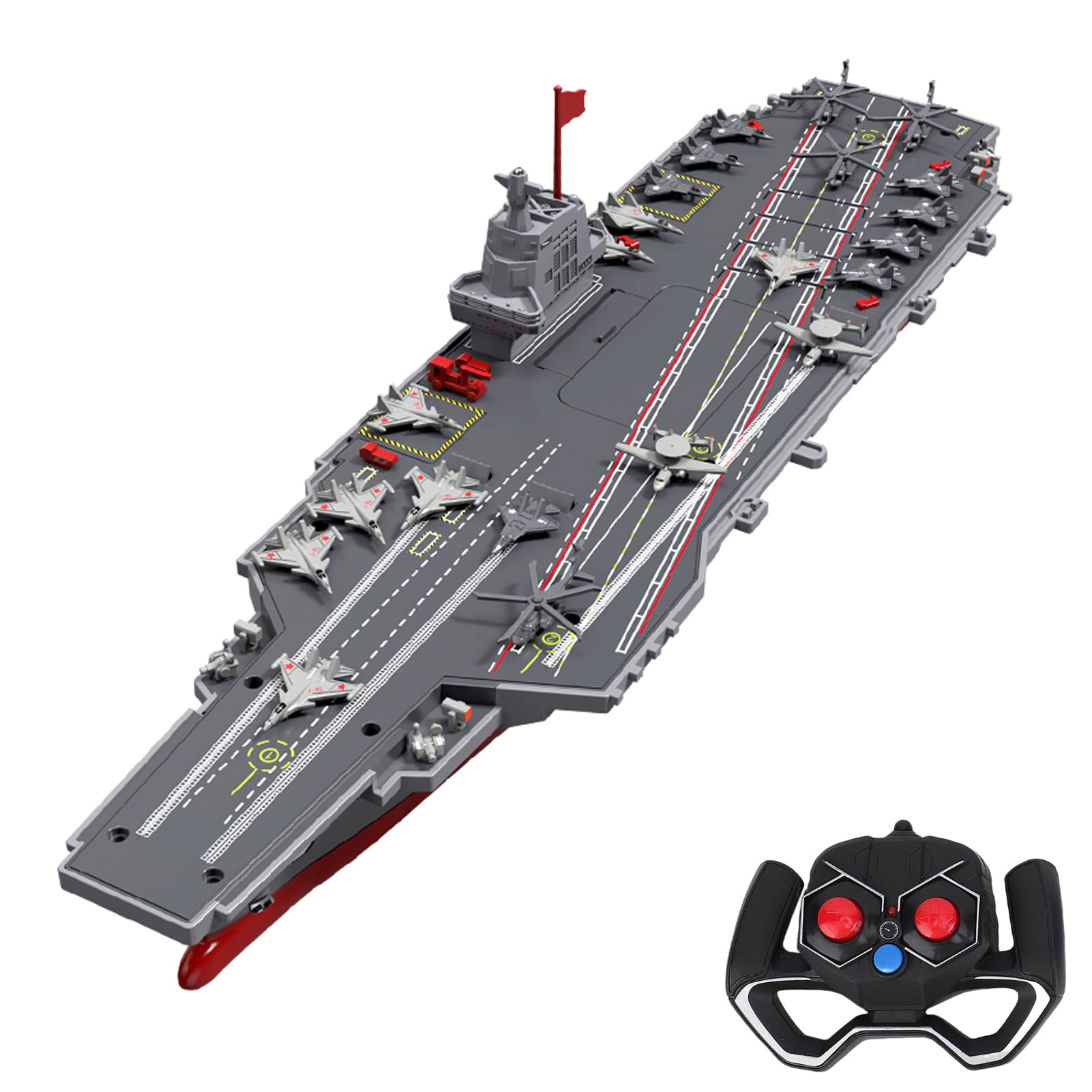 Hylukon RC Boats, 2.4G Remote Control Warship Battleship Aircraft Carrier for Adults and Teens, 20KM/H High Speed Remote Control Militaryship DIY Battleship for Pool & Lake (1 battery)