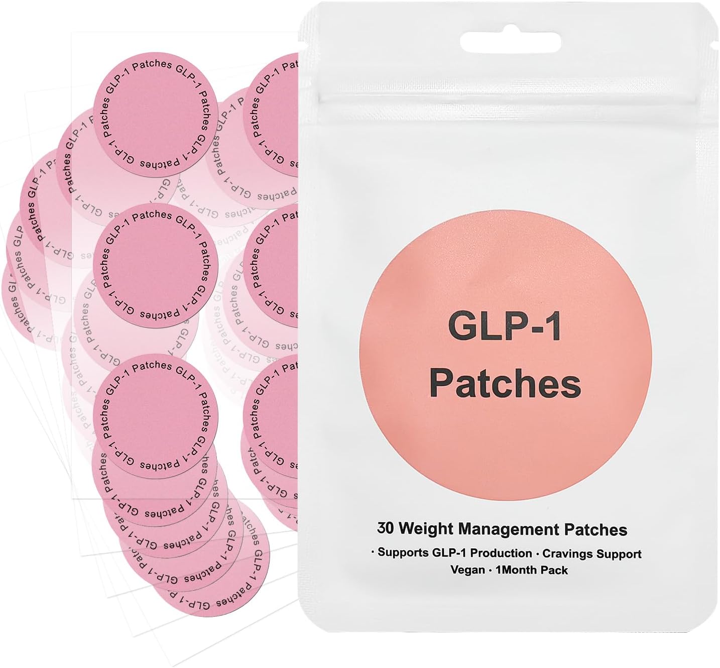 GLP-1 Patches with L-glutamine, Chromium Cinnamon, Pomegranate, Berberine – Natural Ingredients Cosmetic Patch for Women & Men, Health & Physical Management – 8 Hour Long-Lasting, 60 Count, 2 Pack