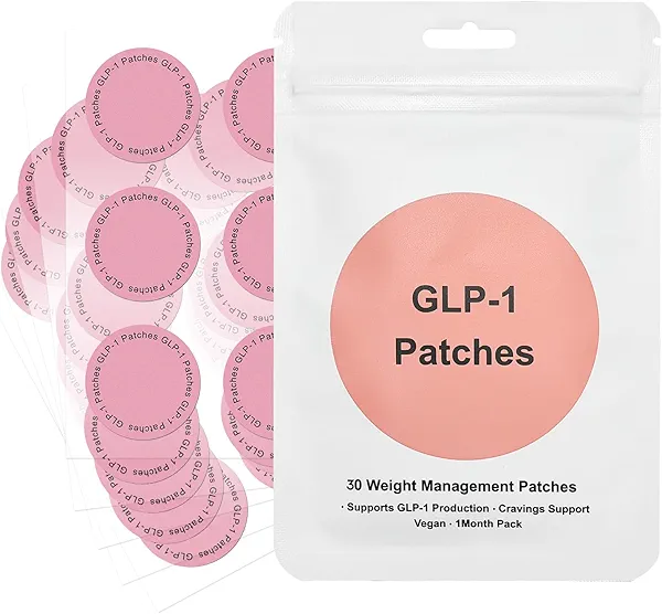 GLP-1 Patches with L-glutamine, Chromium Cinnamon, Pomegranate, Berberine - Natural Ingredients Cosmetic Patch for Women & Men, Health & Physical Management - 8 Hour Long-Lasting, 60 Count, 2 Pack