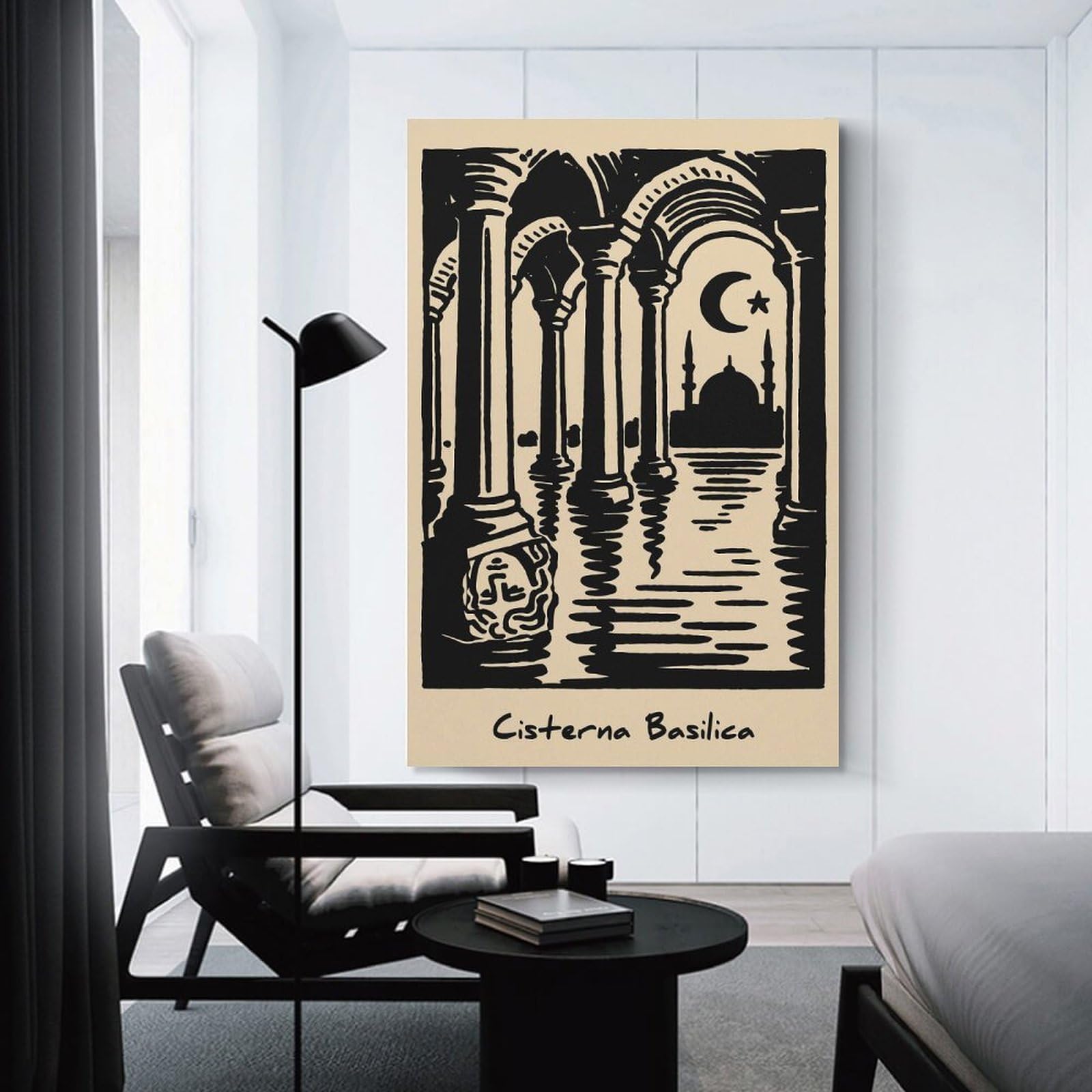 Junmoney Unframe-Style-15 Cistern Basilica Illustration Decorative Wall Artwork, 20X30inch(50X75cm), For Home Lounge, Bedroom Or Reading Nook, Eye Catching Artwork For Blank Walls