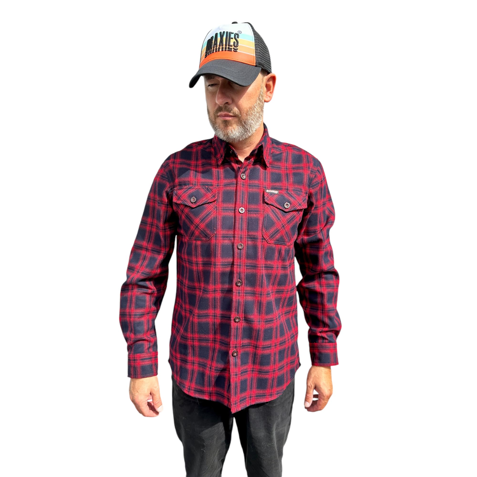 DRAXIES Flannel Shirt Men's Checked Flannel Shirts Long Sleeve Casual Button Down Casual Shirt with Chest Pocket Regular Fit - Blue Monday, Lumber Jack, XXL