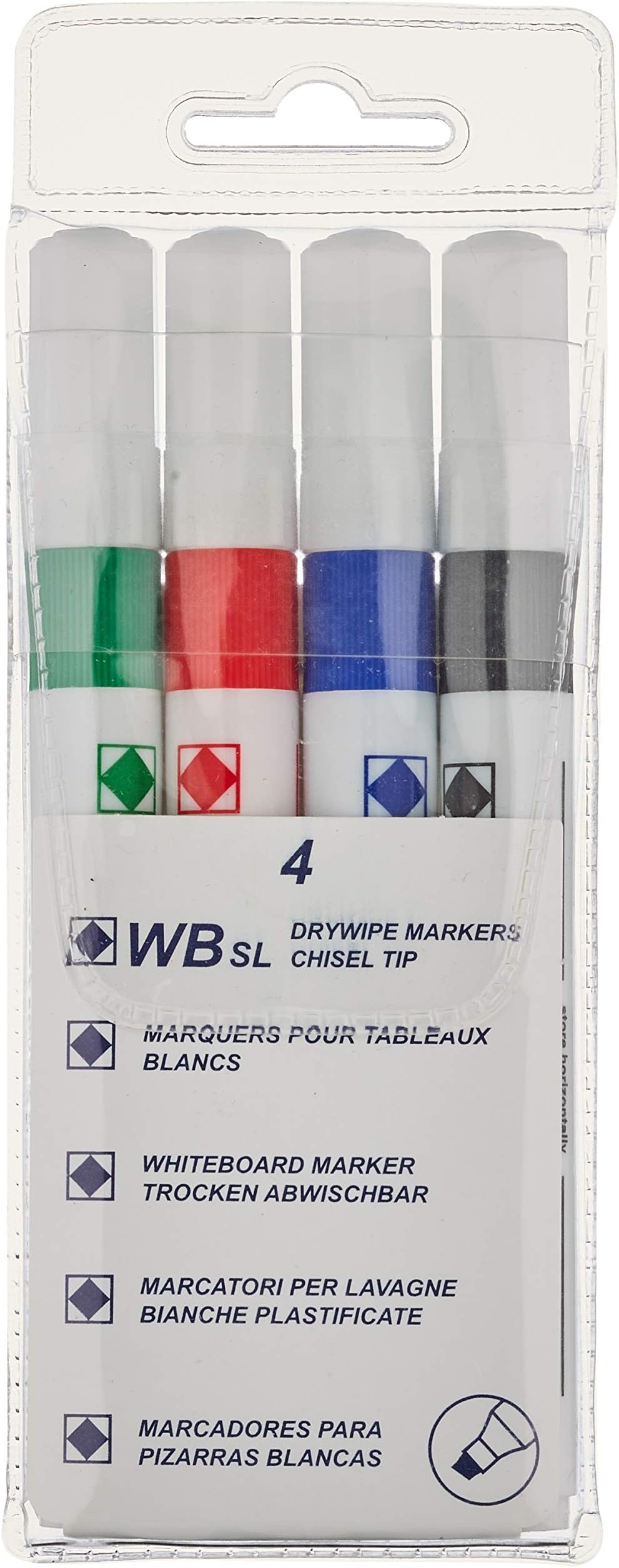 Whitebox White Chisel Assorted Pack of 4 Whiteboard Markers